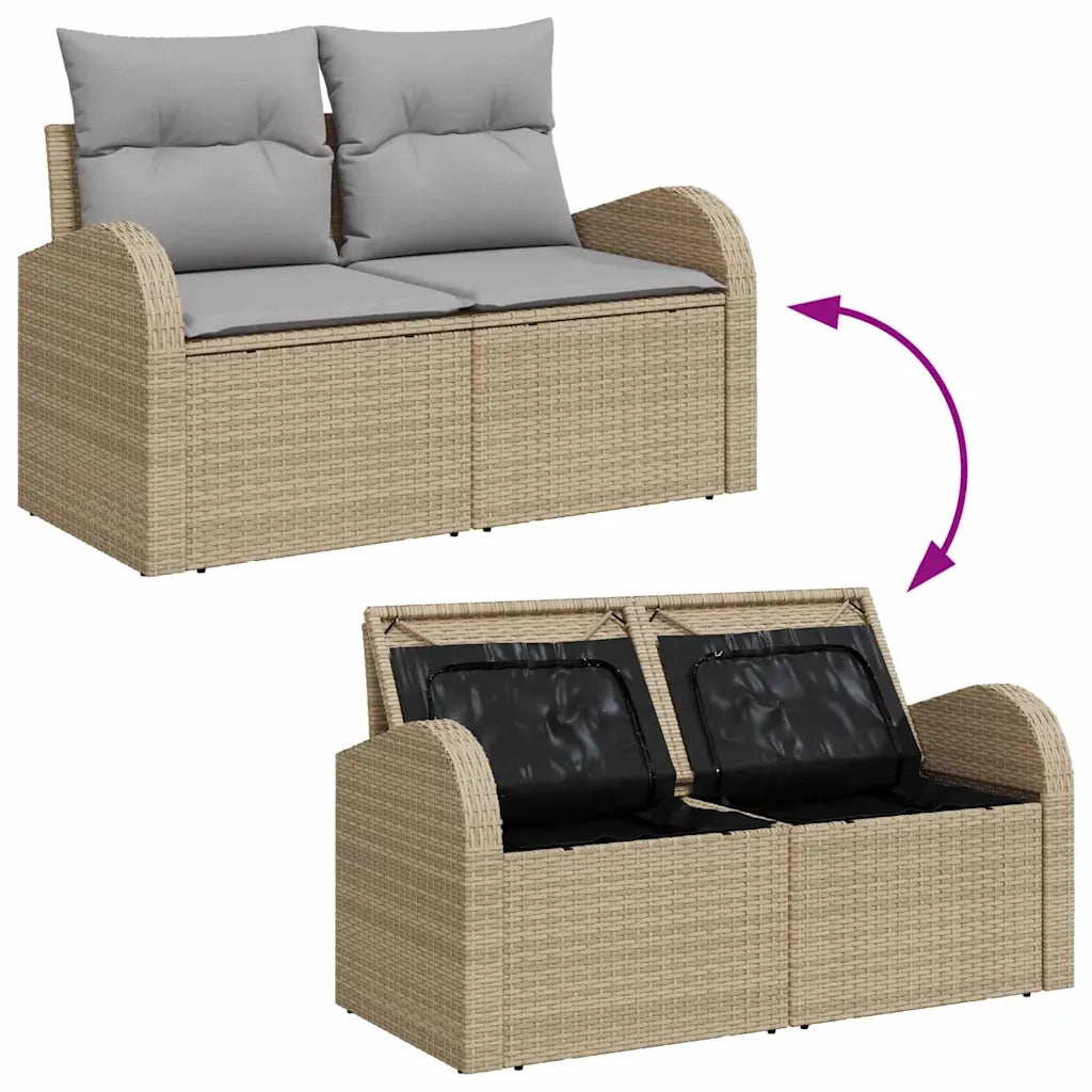 Set Divano da Giardino 4 pcs Beige e Grigio Chiaro polyrattan 3354689