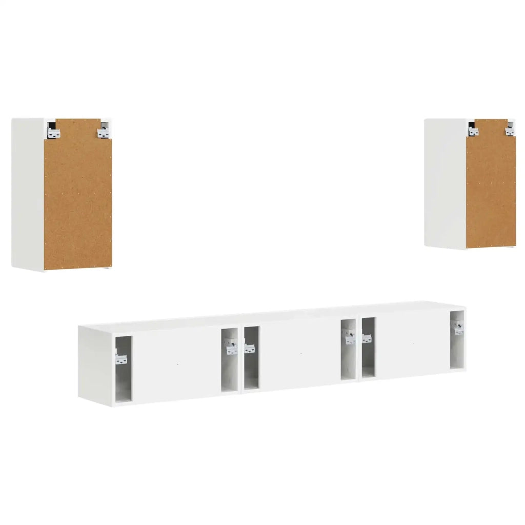Set mobile TV 5 pz | Armadietto TV | Mobile Porta TV Bianco Lucido Legno multistrato