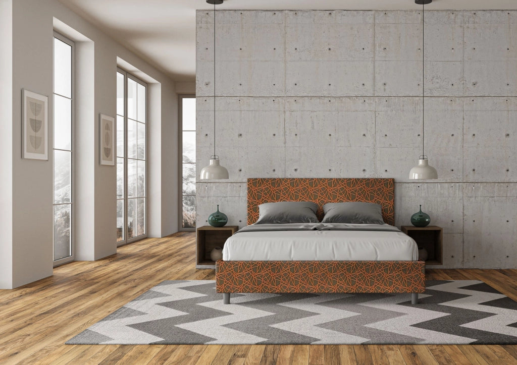 Letto Matrimoniale 160x210 cm con Rete Adele Era 04 Arancione