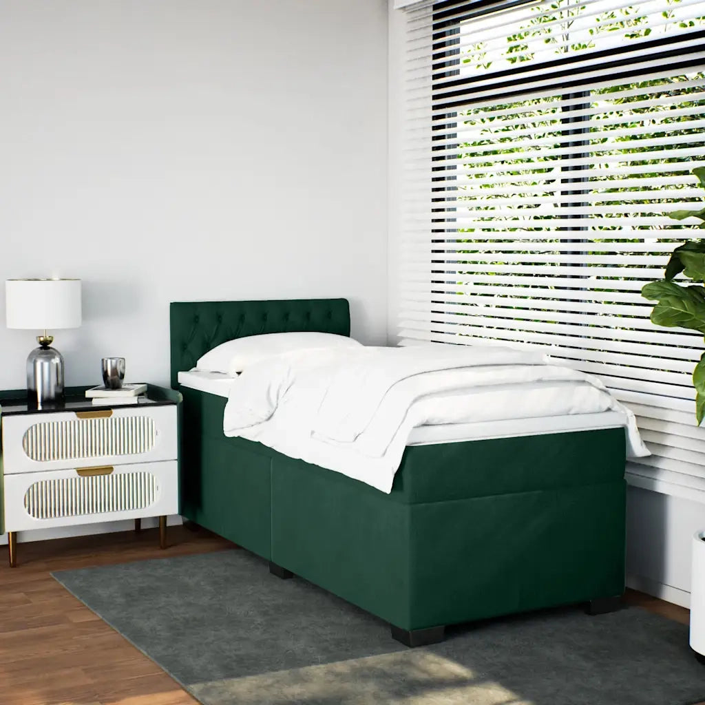 Giroletto a Molle con Materasso Verde Scuro 100x200 cm Velluto 3288543