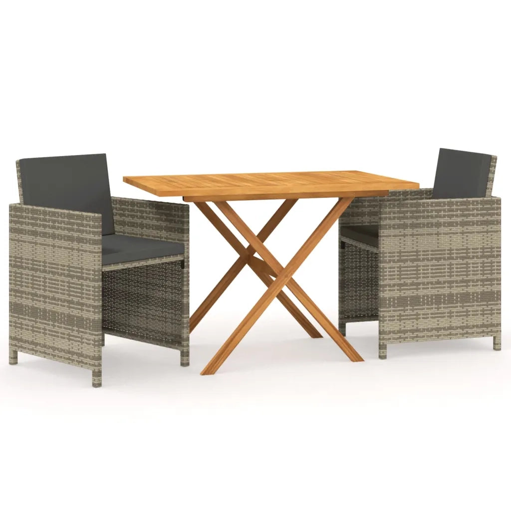 Set da Pranzo per Giardino 3 pz con Cuscini Grigio 3094303