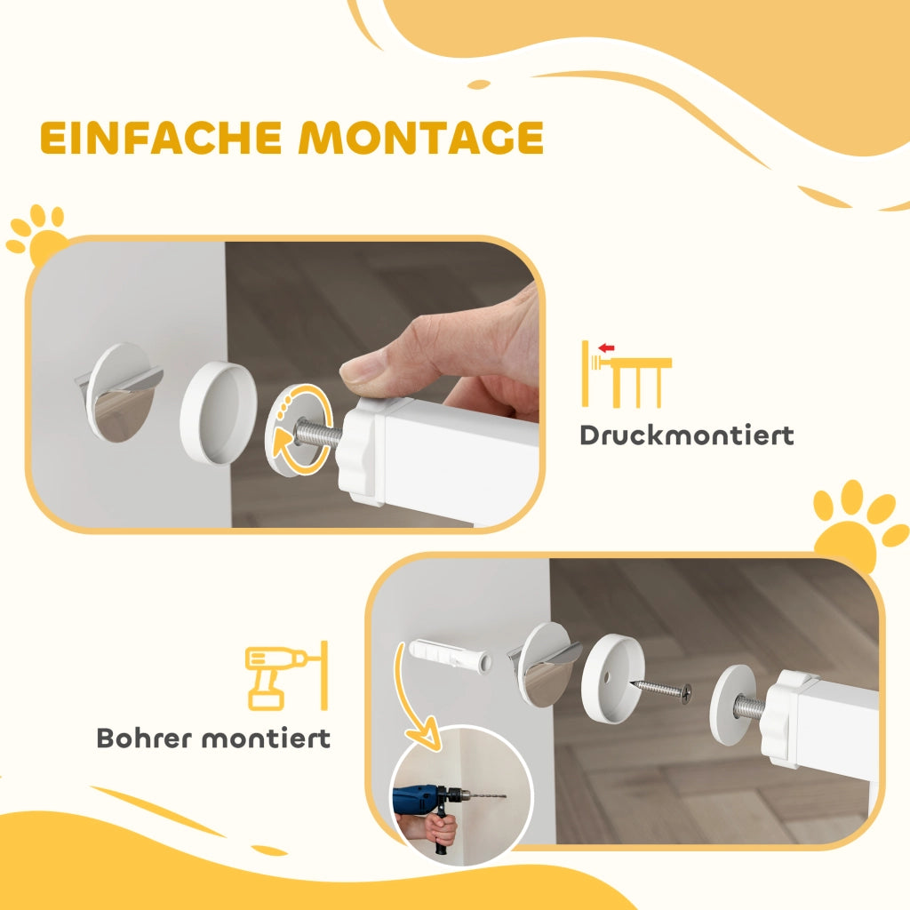 Cancello per cani ¨C zephmum ¨C acciaio, bianco 104 cm