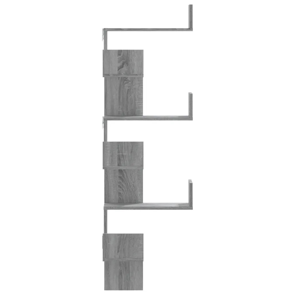 Scaffale Angolare Muro | Mensola a parete Grigio Sonoma 45x45x147 cm Multistrato