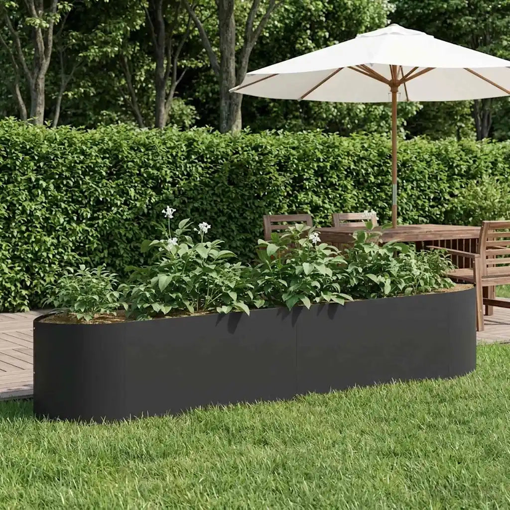 Letto rialzato da giardino Nero 220 x 40 x 40 cm Acciaio 8011719