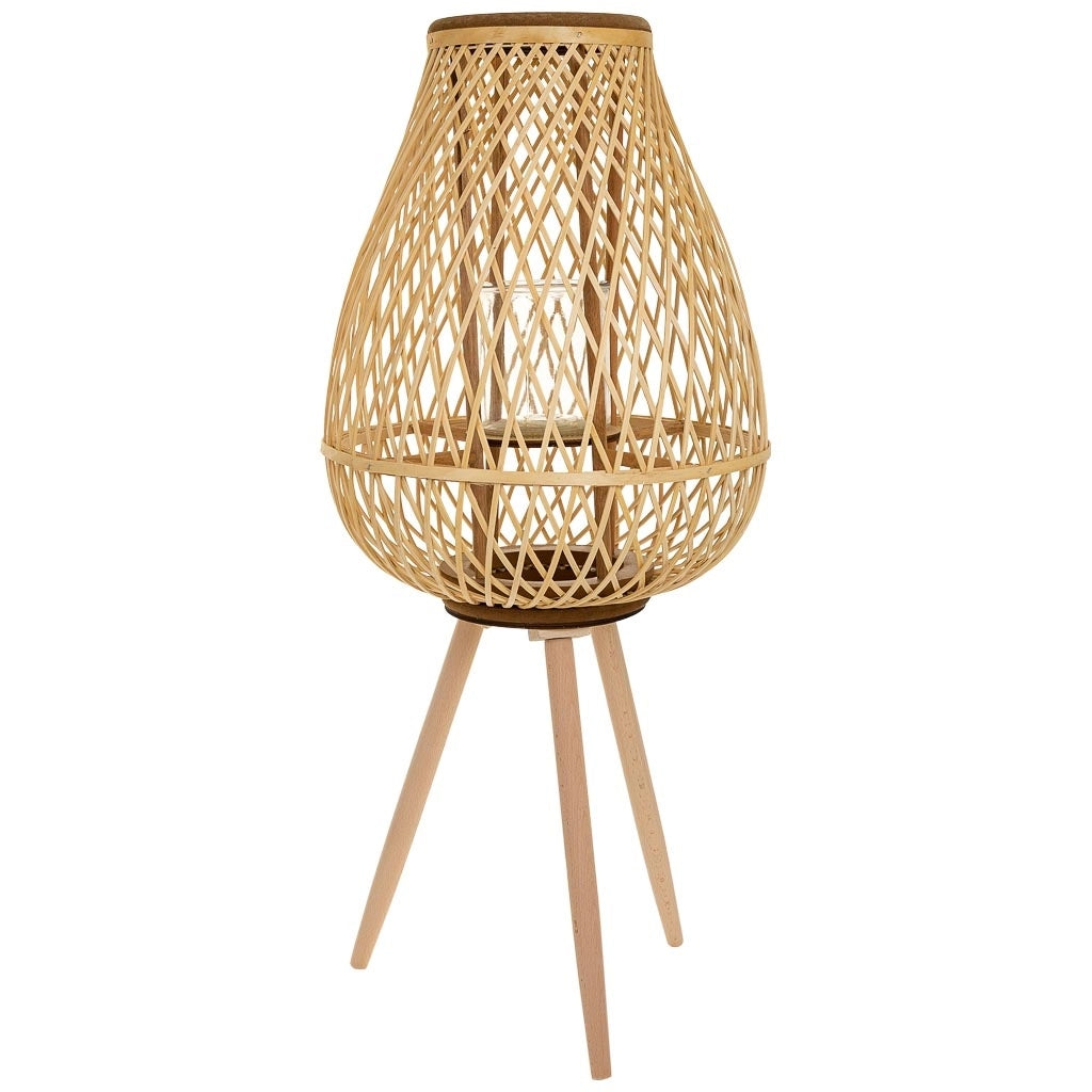 Lanterna portacandele in bambù marrone d37x48/82h