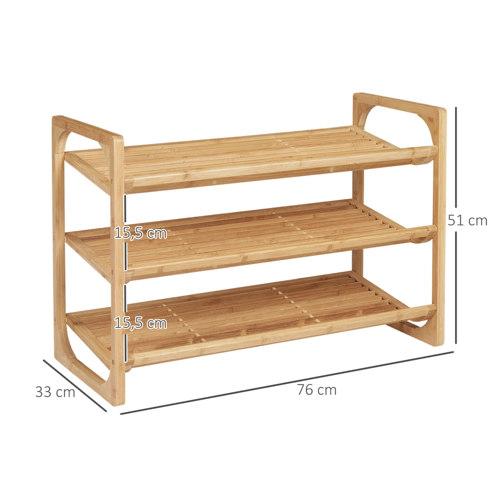 Portascarpe in bamb¨´ a 3 livelli ¨C zephmum ¨C naturale 76x33x51