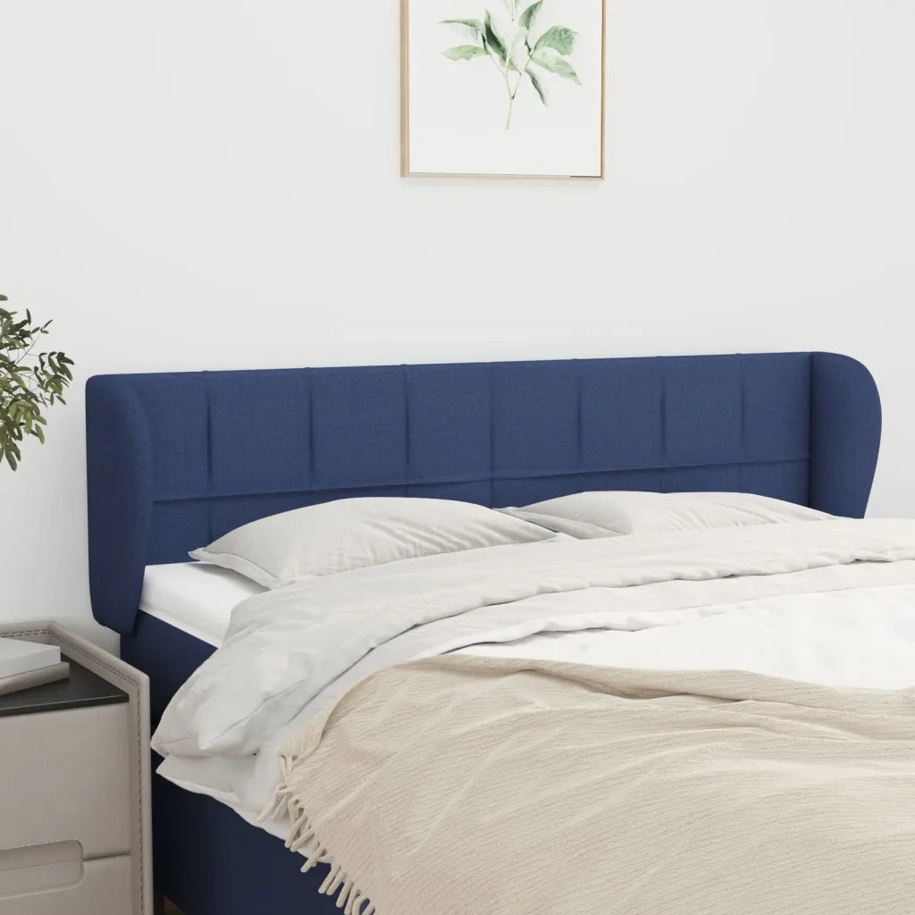 Testiera | Testata ad Orecchio Blu 147x23x78/88cm in Tessuto