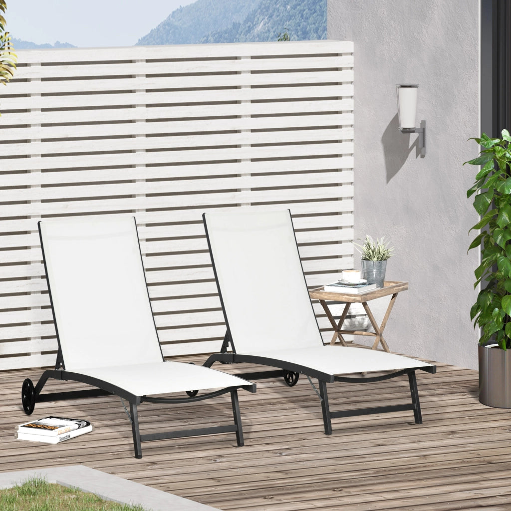 Lettino Prendisole con Schienale Reclinabile ¨C Minimal ¨C Alluminio e Tessuto Crema 66x165x102 cm