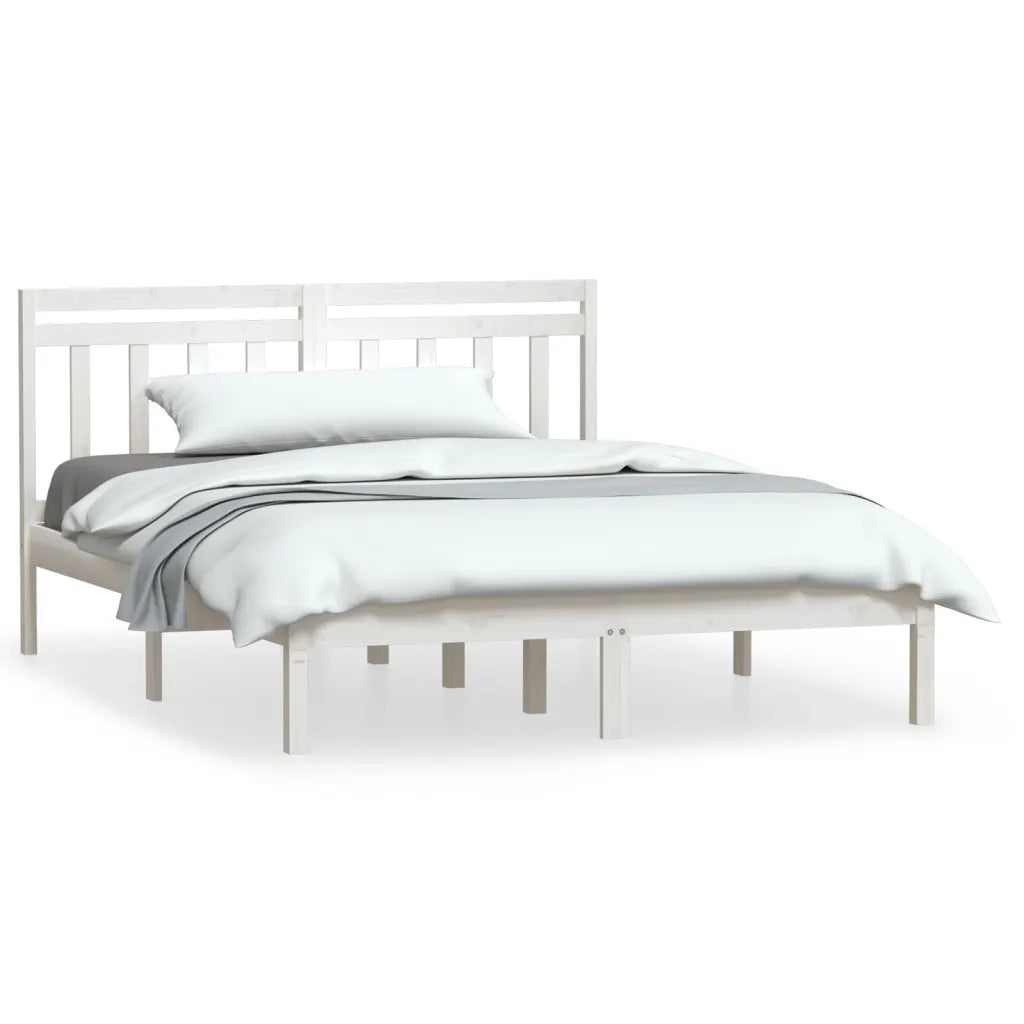 Giroletto-Struttura Letto Bianco in Legno Massello di Pino 140x200 cm 159295