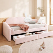 LETTO Sofa per bambini 90x200 cm in velluto rosa con LED