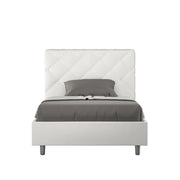 BS COM Letto una piazza e mezza contenitore imbottito 120x210 similpelle bianco