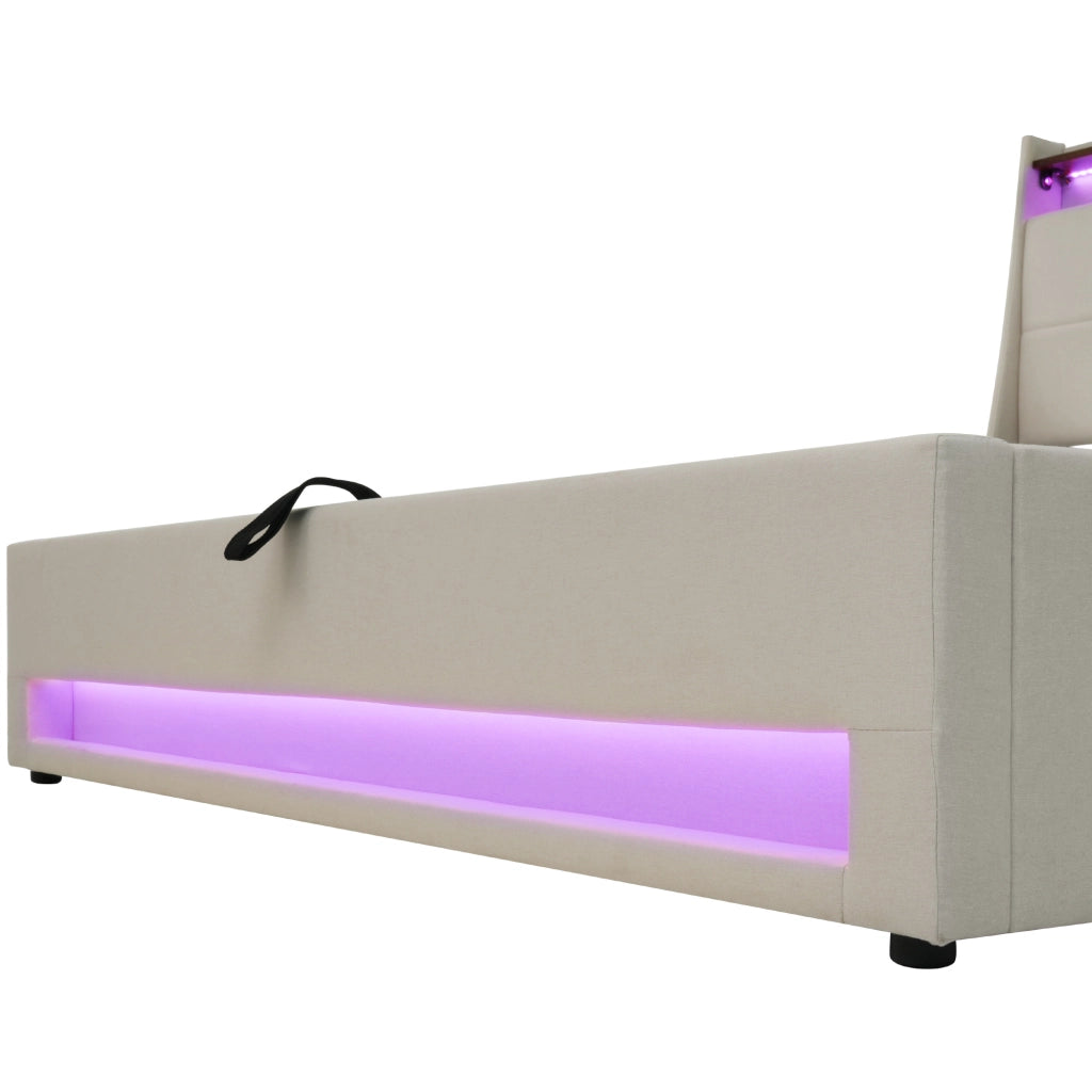 letto imbottito lino beige 140x200 cm