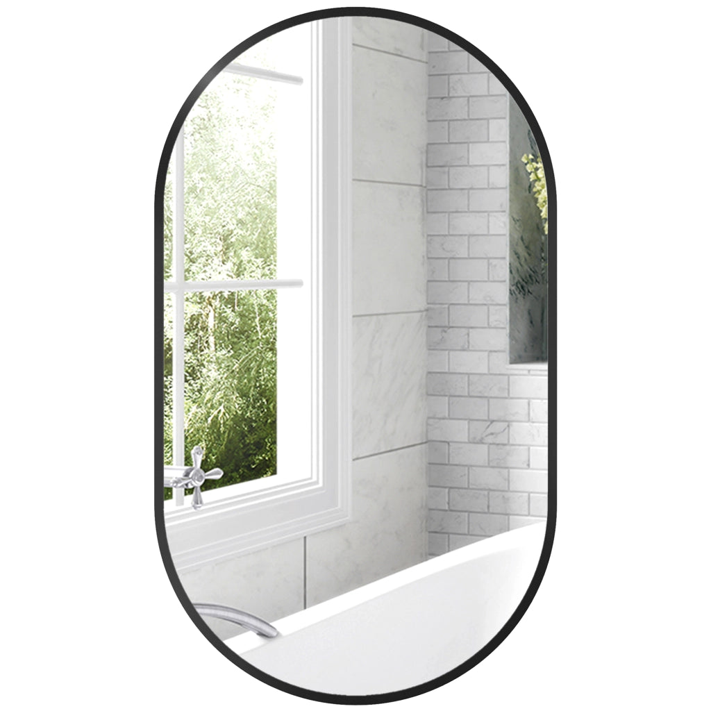 Specchio ovale da parete ¨C Xylo ¨C cornice in alluminio nero 40x70 cm