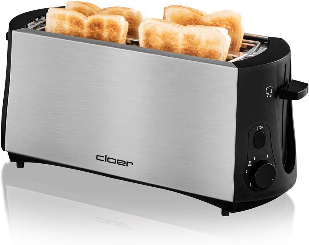 Cloer 3719 tostapane 4 fetta/e 1380 W Nero, Acciaio inossidabile