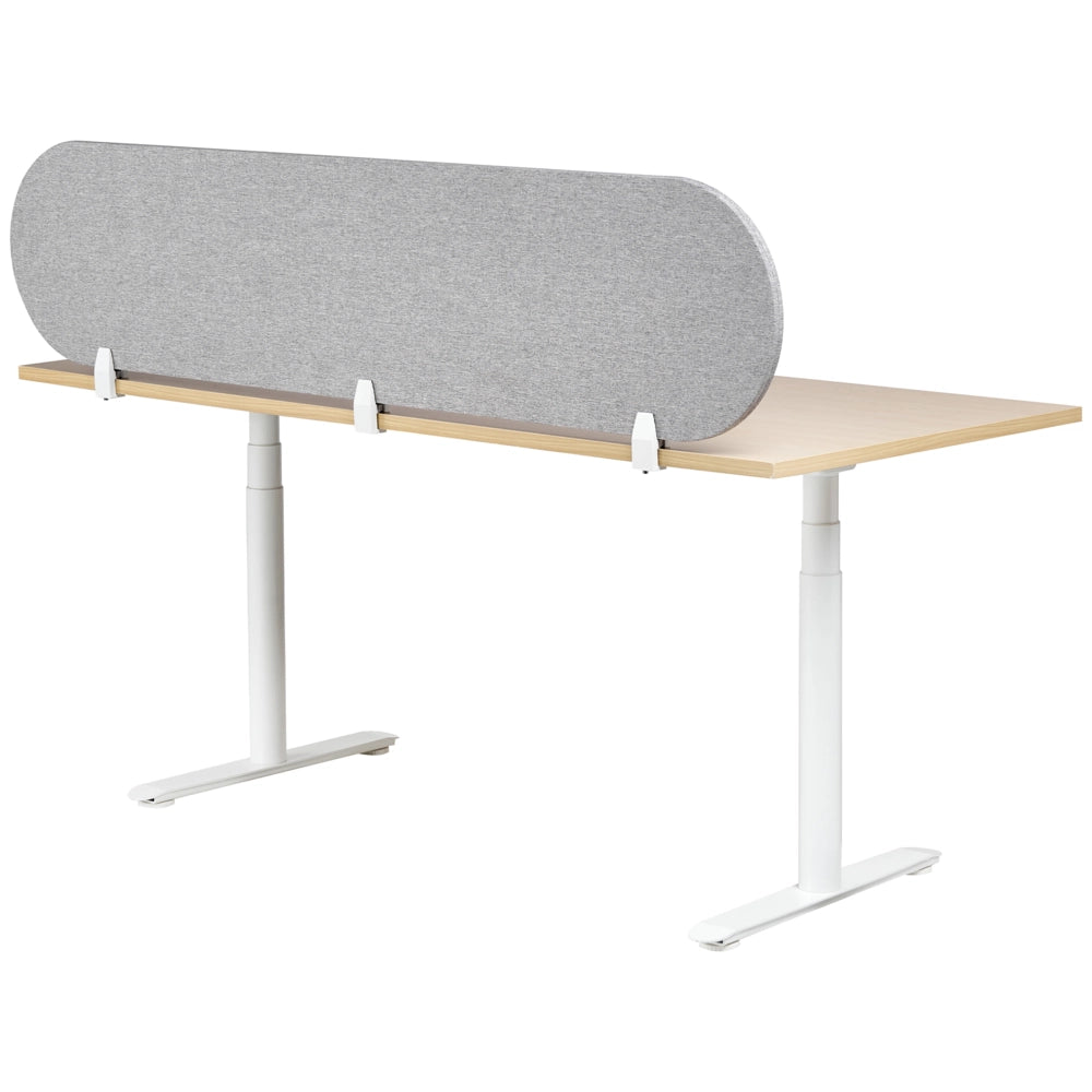 Pannello divisorio grigio chiaro in tessuto PET Board 180 x 40 cm Schermo acustico Morsetti di montaggio modulari Casa Ufficio