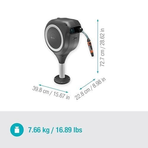 Gardena 18607-20 Avvolgitubo RollUp S per Terrazza con Tubo 15 m Tecnologia RollUp e Riavvolgimento Automatico colore Bianco