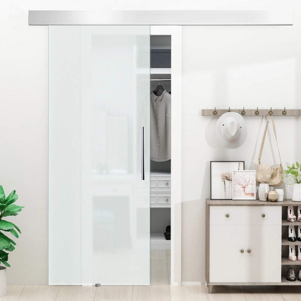 Porta Scorrevole in Vetro Smerigliato ¨C zephmum ¨C Grigio 205x90x0.8cm