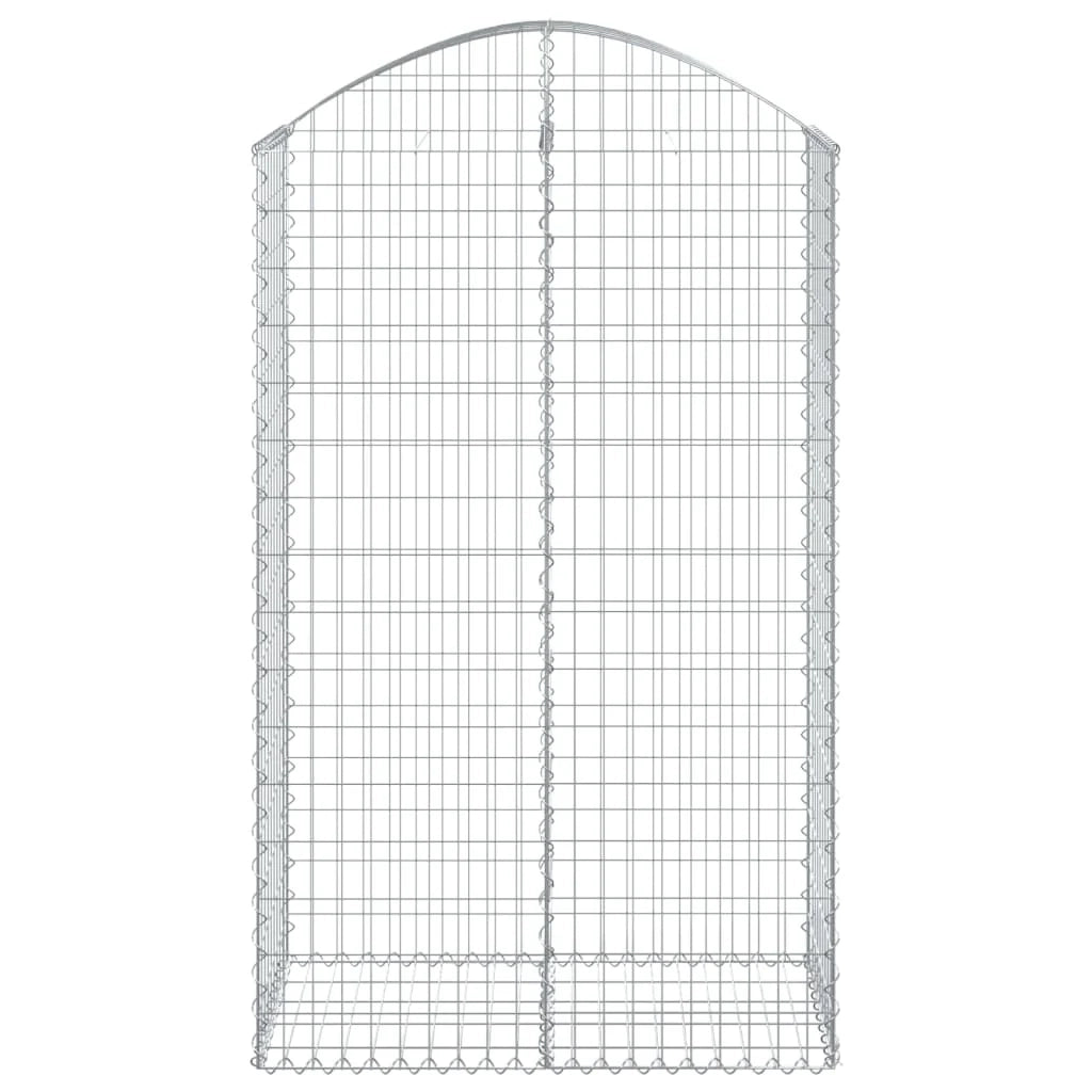 Cesto gabbione recinzione a gabbia muro di contenimento ad arco 100 x 50 x 160/180 cm ferro zincato argento 02_0039963