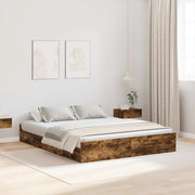 Struttura letto con contenitore-Giroletto con contenitore Rovere fum¨¦ 150 x 200 cm