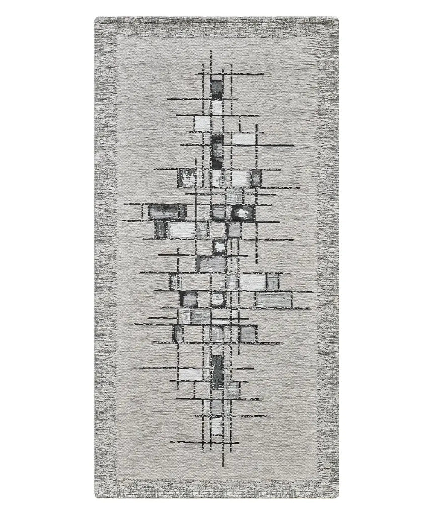 Tappeto moderno PIXEL GRIGIO disegno arte contemporanea astratto geometrico, passatoia cucina multiuso lavabile in lavatrice e anti-scivolo cm.55x190