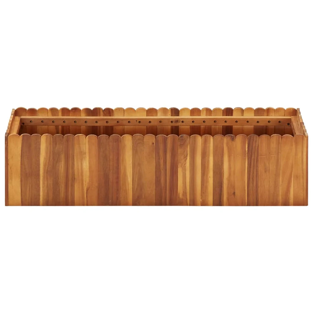 Fioriera rialzata per piante e fiori giardino 100 x 30 x 25 cm legno massello di acacia 02_0000974