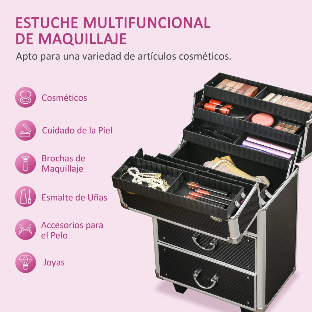 Cassettiera Professionale Trucco ¨C Xylo ¨C 6 Cassetti Nero Lucido con Chiusura 36x23x58cm