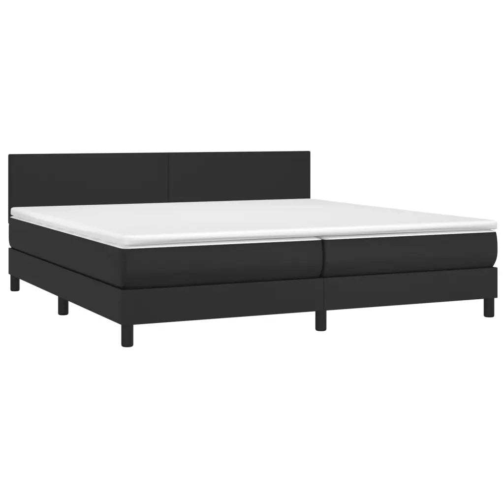 Giroletto a Molle con Materasso e LED Nero 200x200cm Similpelle 3134123