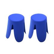 Set 2 sgabelli impilabili in similpelle, blu