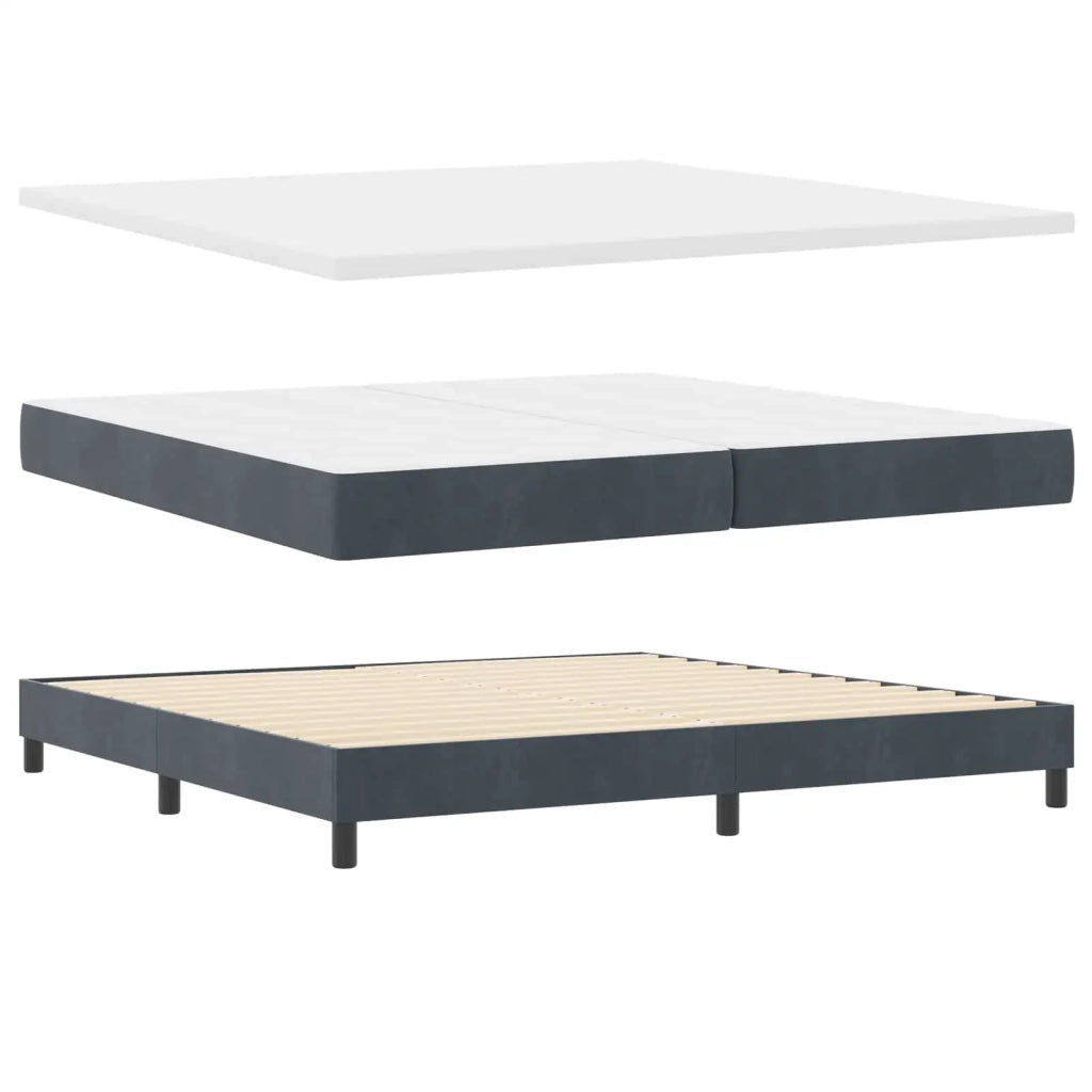 Letto a molle con testiera Grigio scuro 200 x 200 cm Poliestere