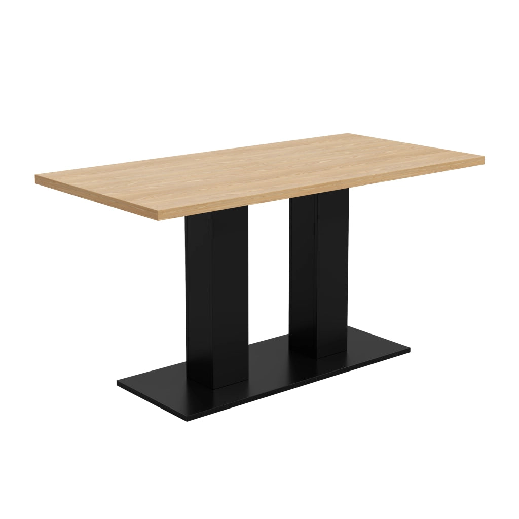 Tavolo allungabile, 140/180 × 70 cm, per 6-8 persone, color rovere, nero