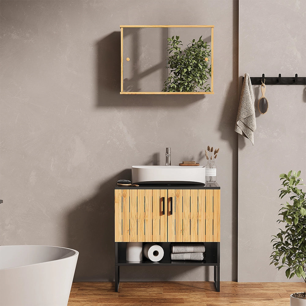 Vicco Set di mobili da bagno Bambù 2 parti
