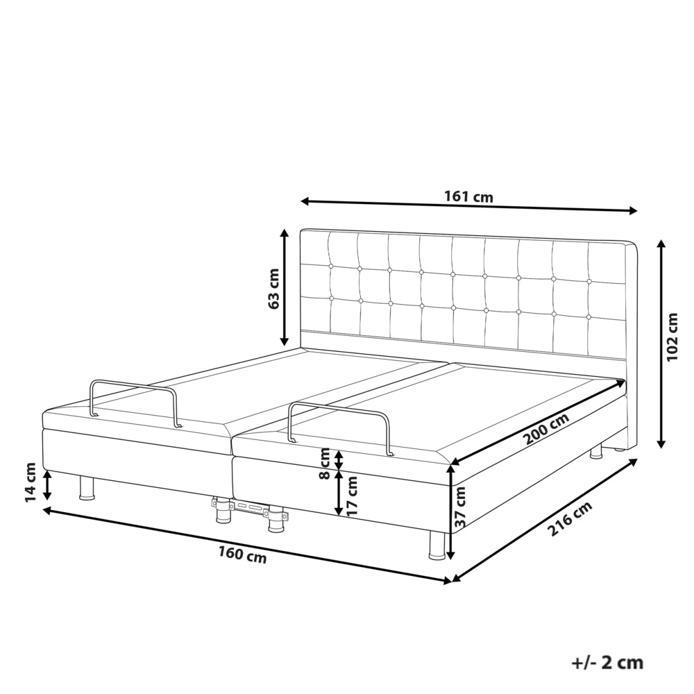 Letto Tessuto di colore Grigio Chiaro Elettrico Regolabile con Telecomando 160 x 200 cm matrimoniale moderno
