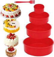 Set di forme per torte in silicone 4 pezzi - a forma di cerchio 10/6/8/25 cm - rivestimento antiscivolo - forme per cheesecake, torta arcobaleno - torta chiffon