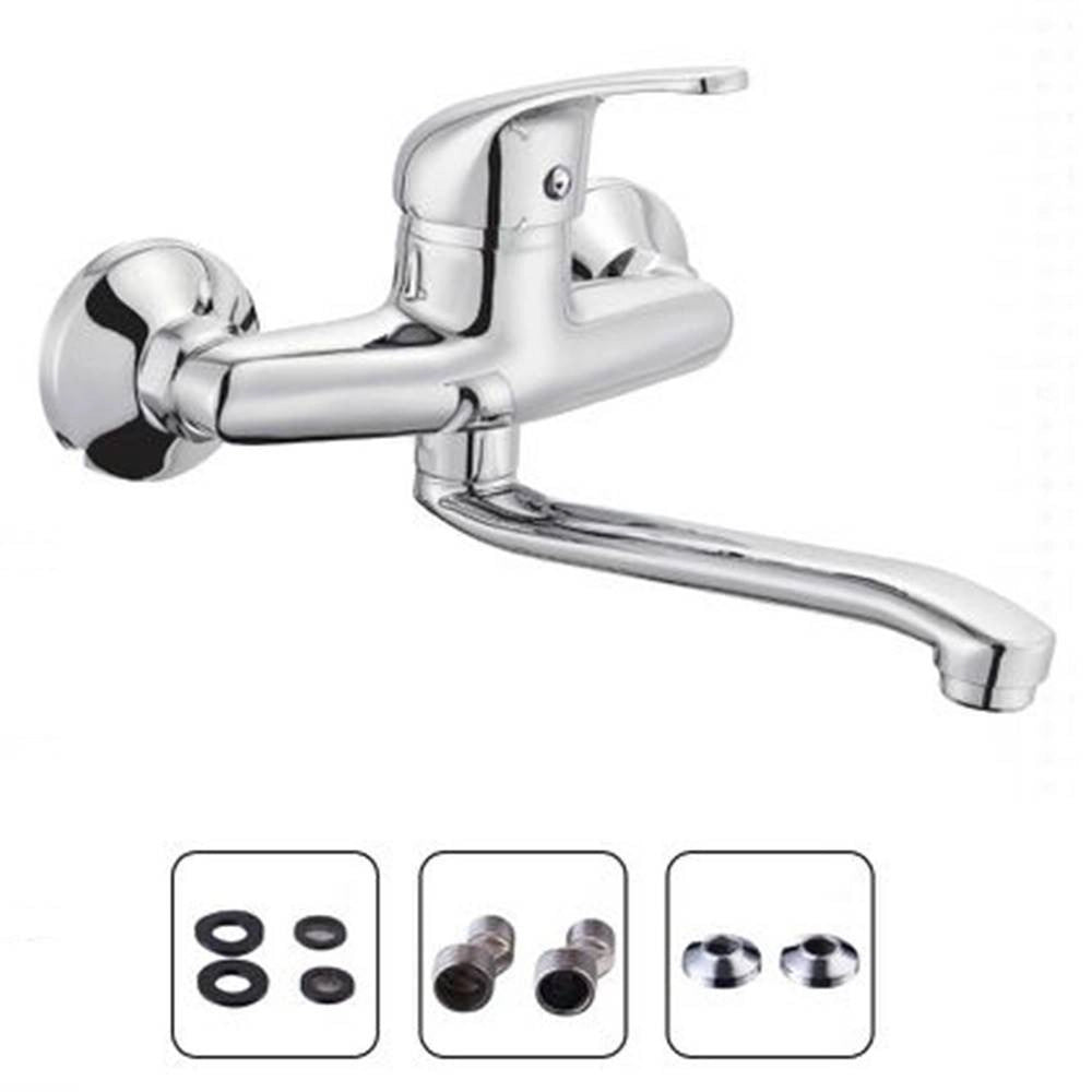 Trade Shop - Miscelatore Rubinetto Monocomando Lavello Cucina Canna Alta Cromato Muro 69139 -