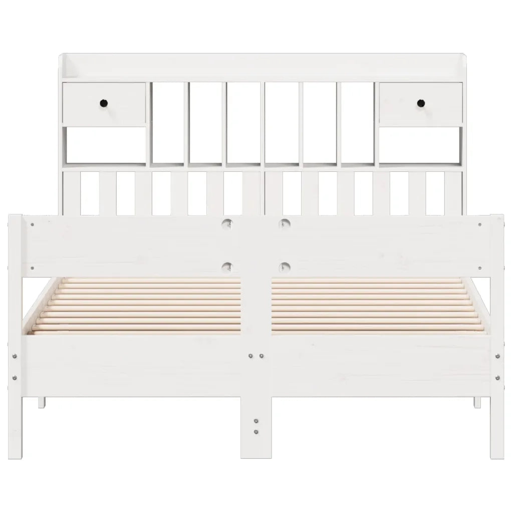 Letto Libreria senza Materasso Bianco 150x200 cm Legno di Pino 3323024