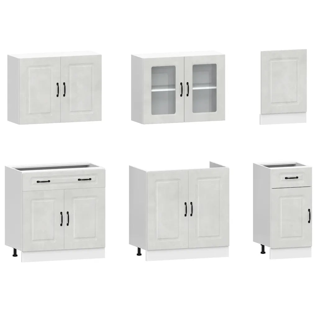 Set Mobili da Cucina 7 pz Kalmar Grigio Cemento in Truciolato 3314735