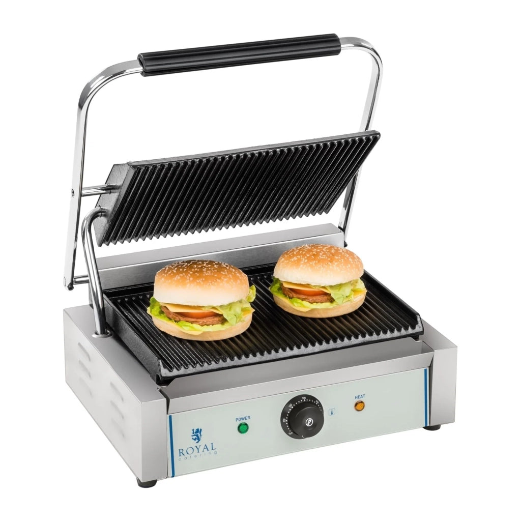 Pressa per panini rigata - 1 x 2200 watt professionale in acciaio inox 3614035
