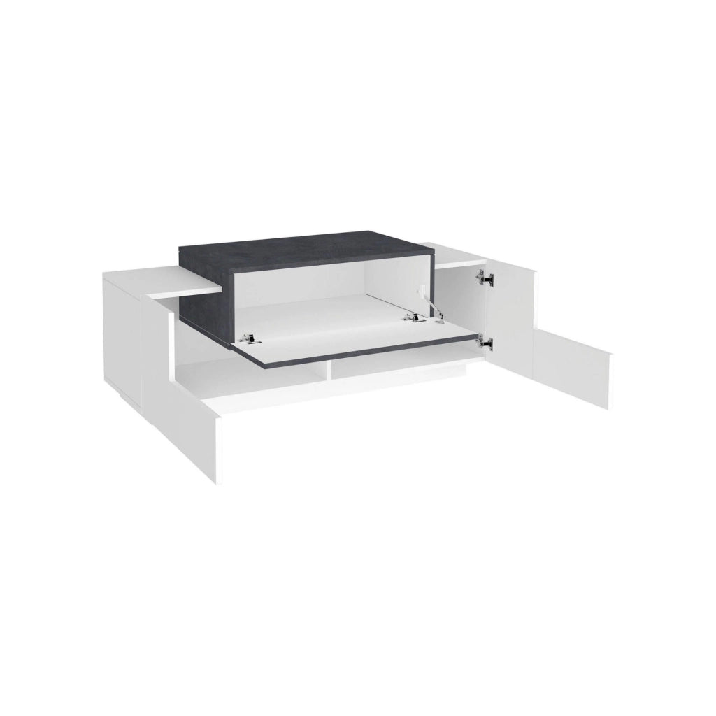 Madia Aspera, Credenza 3 Vani Made in Italy, 120x45x46h cm Bianco Lucido