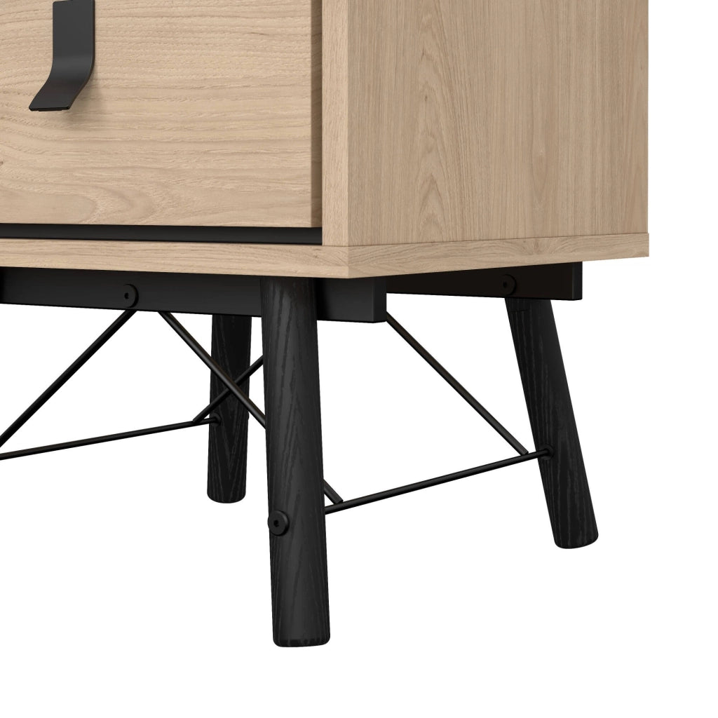 Comodino Jean, Comò basso, Tavolino da notte, Mensola da letto, 43x40 h60 cm, Rovere