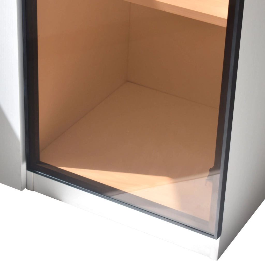 Vetrina 110.5x35x160 cm con LED integrato e vano laterale estraibile in MDF bianco