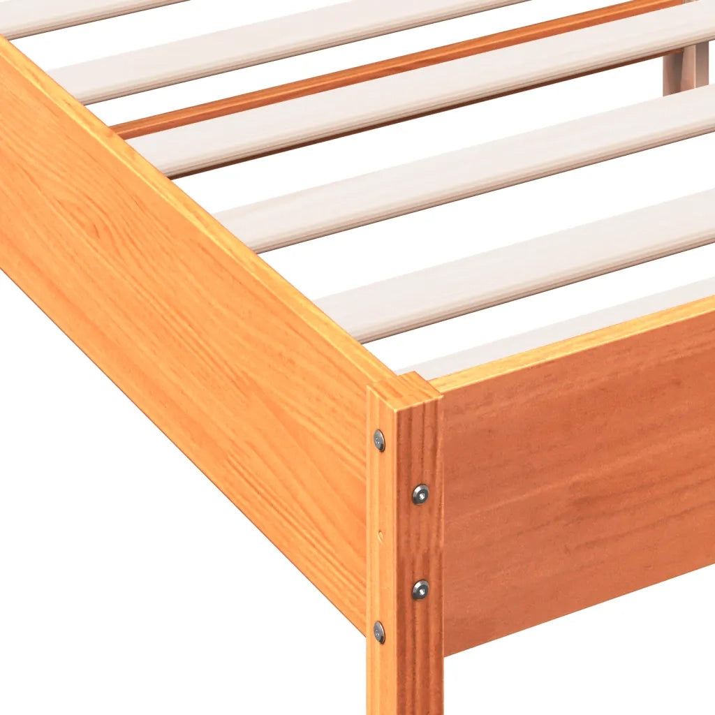 Giroletto senza Materasso-Struttura Letto Marrone Cera 140x200cm Massello Pino 803036