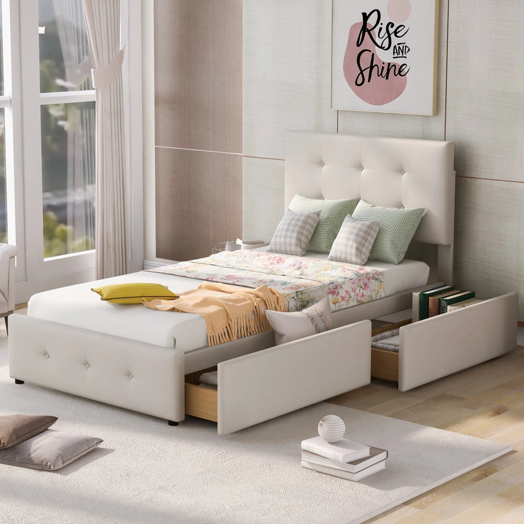 letto imbottito velluto beige 90 x 200 cm