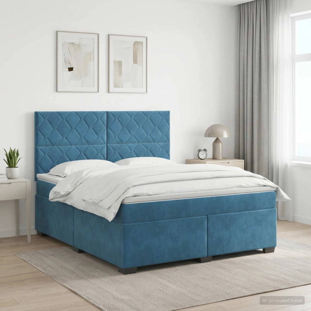 Letto box spring con materasso Blu 180 x 200 cm Velluto 3453702