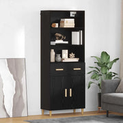 Credenza-Buffet-Armadio da cucina Rovere Nero 69,5 x 34 x 180 cm Legno multistrato 891548