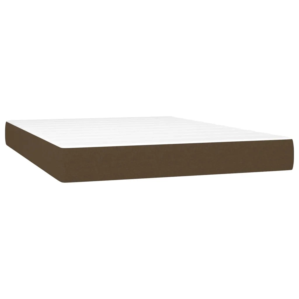Letto a Molle Materasso e LED MarroneScuro 140x190cm in Tessuto