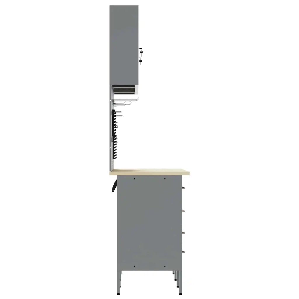 Mobile da lavoro 8 pcs Rosso Legno ingegnerizzato e acciaio 3321461