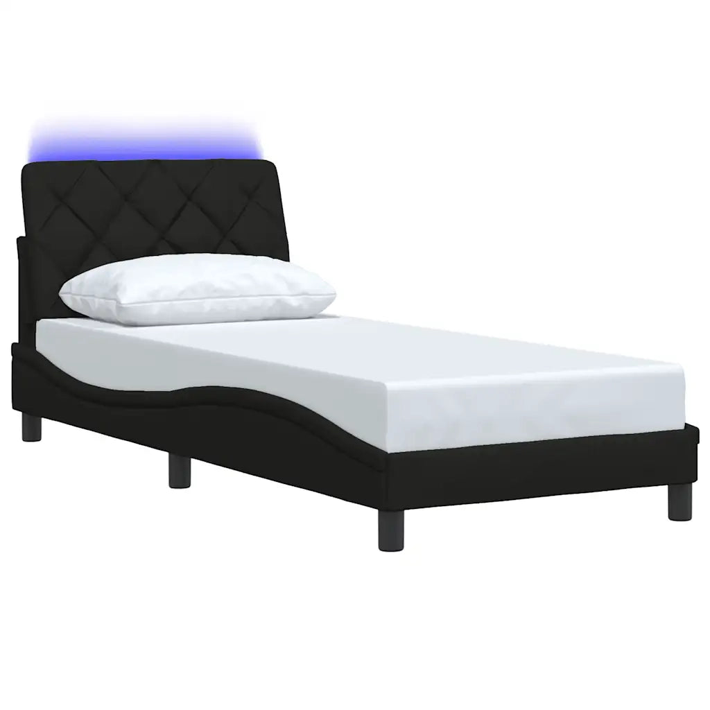 Giroletto con LED senza Materasso Nero 90x190 cm in Tessuto 3310638