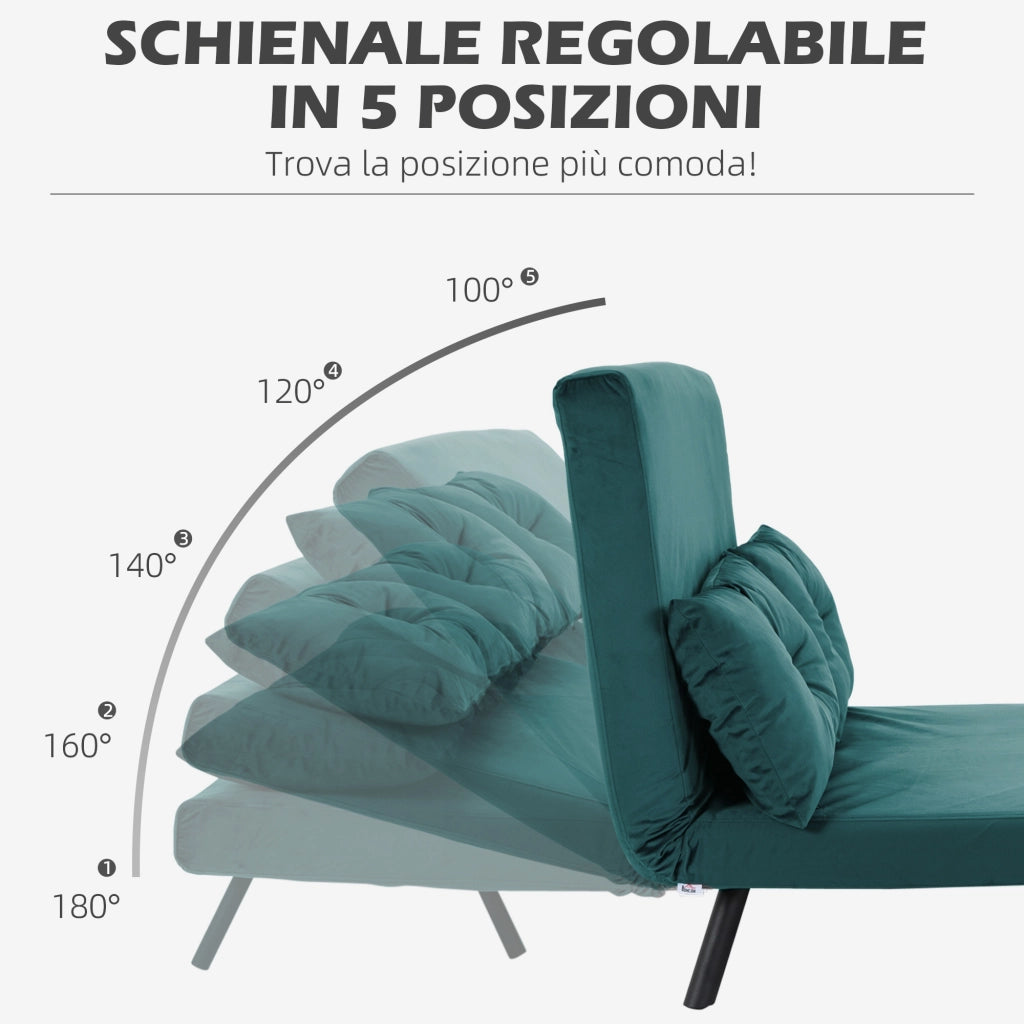 Divano Letto Matrimoniale Vellutato con Schienale Regolabile ¨C zephmum ¨C Blu Scuro