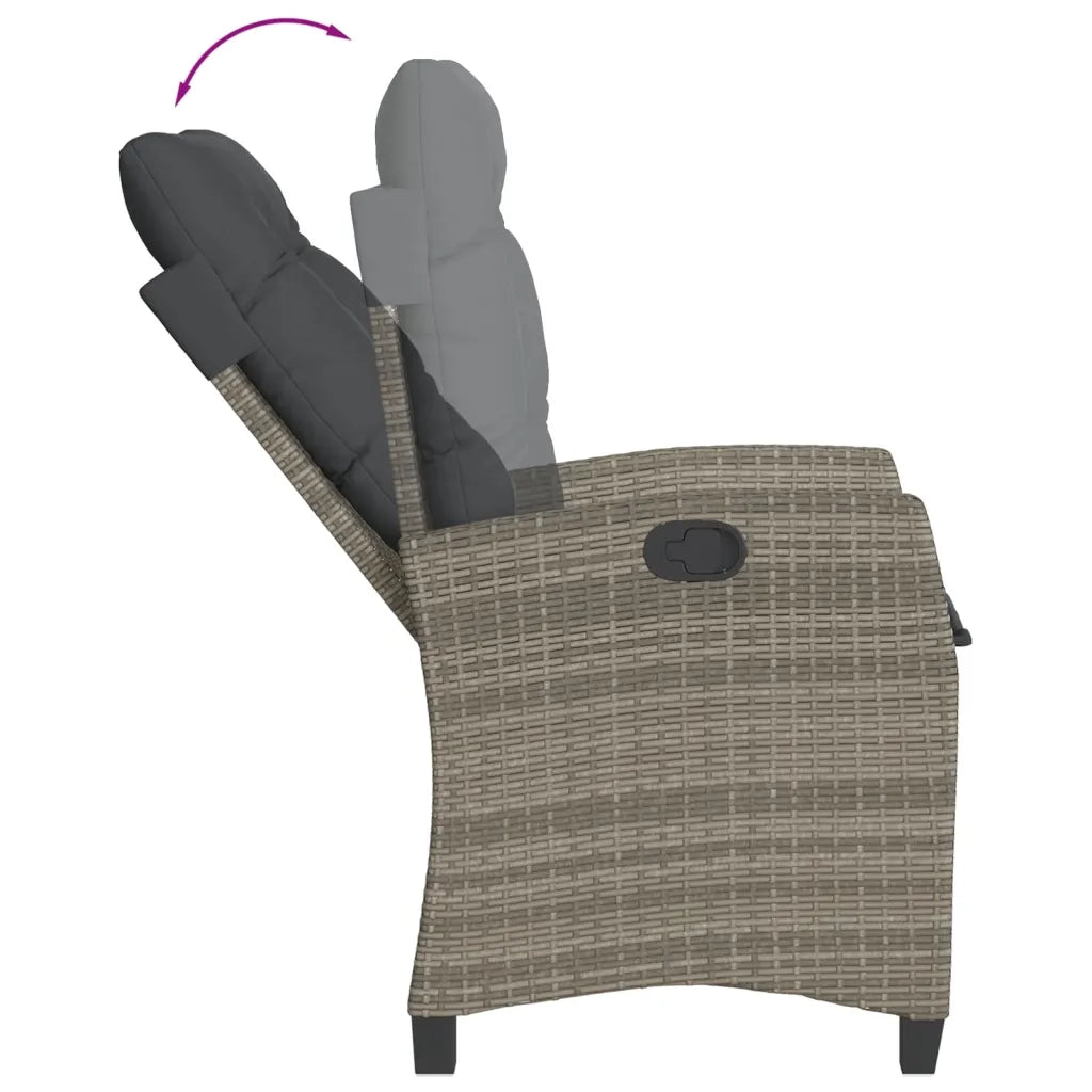 Set da Pranzo da Giardino 5 pz con Cuscini in Polyrattan Grigio