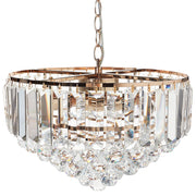Lampadario in metallo dorato ⌀ 40 cm Lampada a sospensione Cristalli di vetro Stile Glamour